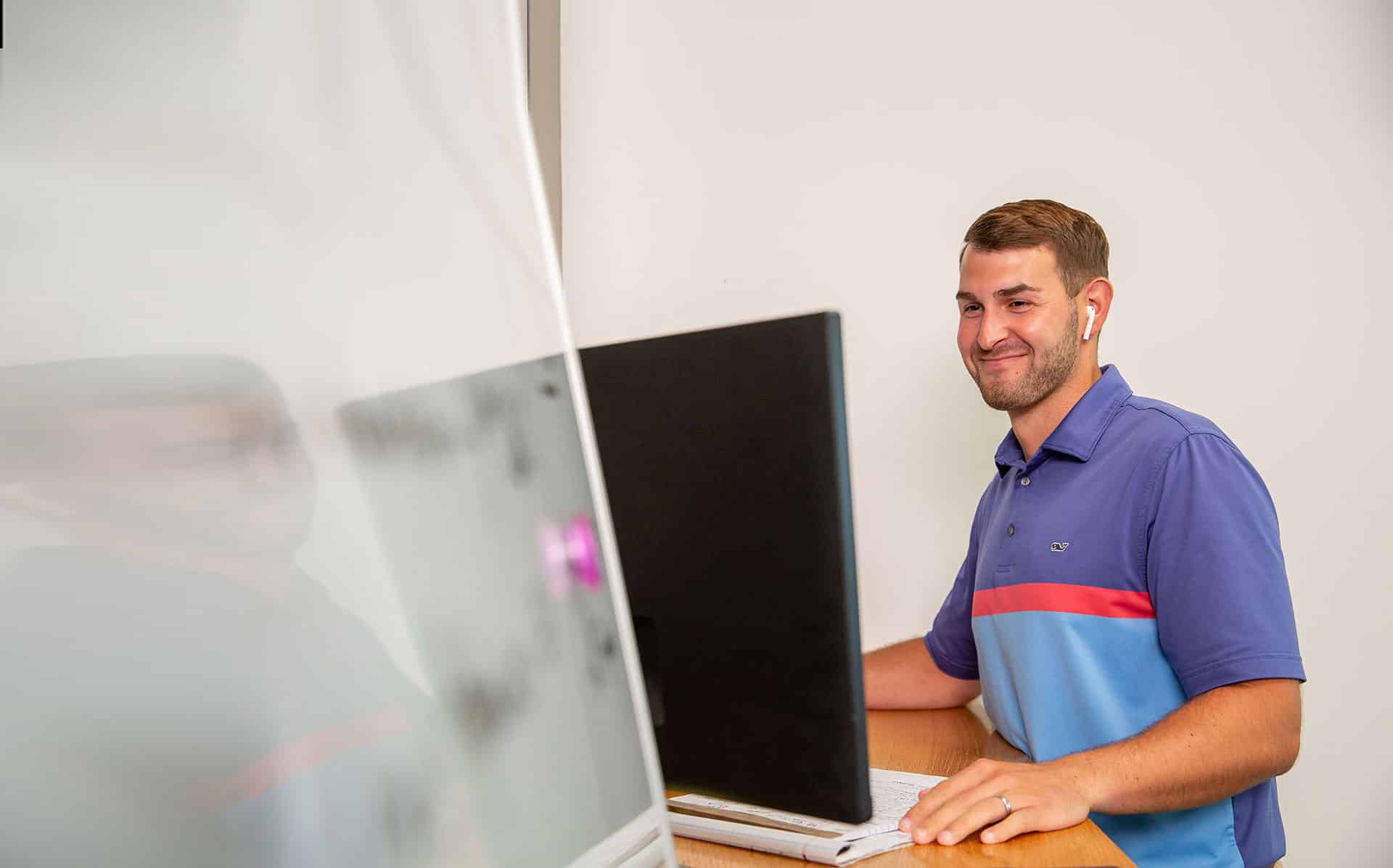 professional working at standing desk