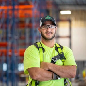 Construction worker on the job from a construction staffing company